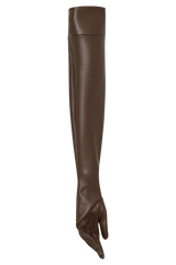 Jasper Faux Leather Elbow Length Gloves - Dark Chocolate