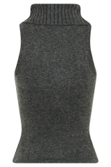 Elise Roll Neck Knit Top - Charcoal Marle