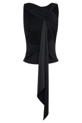 Catelyn Asymmetrical Scuba Jersey Top - Black