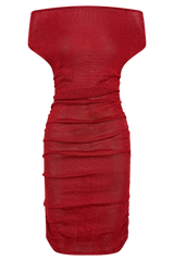 Pasha Off Shoulder Knit Mini Dress - Red