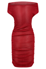 Pasha Off Shoulder Knit Mini Dress - Red