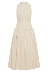 Valery Linen Midi Collar Dress - Natural