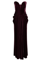 Paige Strapless Velvet Maxi Dress - Plum