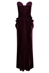 Paige Strapless Velvet Maxi Dress - Plum