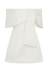 Gloria Mini Off Shoulder Drape Dress - White