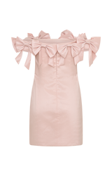 Rose Strapless Bow Mini Dress - Powder Pink