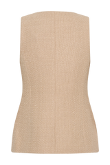 Camilla Boucle Sleeveless Vest - Light Taupe