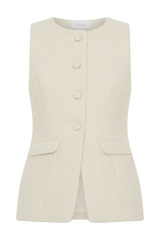Camilla Boucle Sleeveless Vest - Ivory