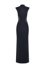 Massie Slinky And Mesh Maxi Dress - Black