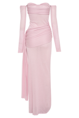 Ingrid Metallic Knit Maxi Dress - Baby Pink