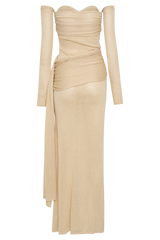 Ingrid Metallic Knit Maxi Dress - Bronze