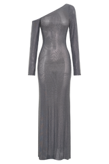 Marcia Diamante Long Sleeve Maxi Dress - Gunmetal