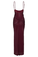 Roisin Diamante Satin Maxi Dress - Mahogany
