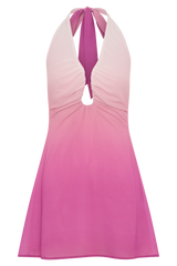 Malakhai Chiffon Halter Mini Dress - Ombre Pink