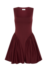 Sharon Scuba Jersey Mini Dress - Wine