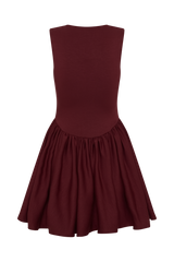 Sharon Scuba Jersey Mini Dress - Wine