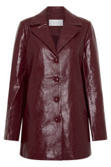 Deborah Faux Leather Coat - Cherry Red