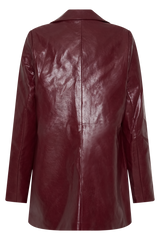 Deborah Faux Leather Coat - Cherry Red