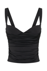 Hailey Slinky Long Line Sweetheart Top - Black