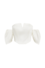 Portia Off Shoulder Satin Corset Top - White