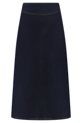Cecilia Denim A-Line Midi Skirt - Indigo Blue