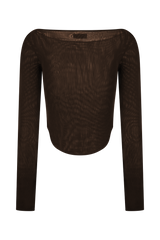 Colette Boat Neck Mesh Top - Dark Chocolate