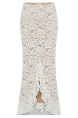 Artemis Lace Plisse Maxi Skirt - Ivory