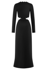 Cynthia Scalloped Halter Maxi Dress - Black