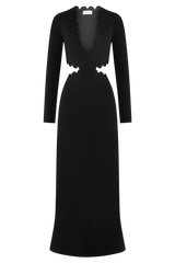Cynthia Scalloped Halter Maxi Dress - Black