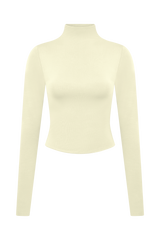 Ember Modal Long Sleeve High Neck Top - Ivory