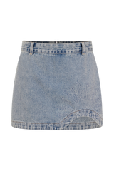 Alessia Embroidered Denim Mini Skirt - Light Vintage