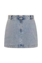 Alessia Embroidered Denim Mini Skirt - Light Vintage