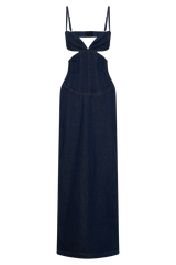 Amila Denim Cupped Maxi Dress - Indigo Blue
