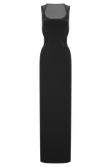 Angelique Beaded Crepe Maxi Dress - Black