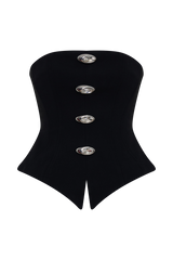 Arla Button Up Corset Top - Black