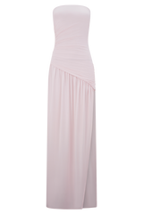 Bex Strapless Slinky Maxi Dress With Split - Pale Pink
