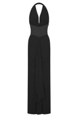 Bonnie Slinky And Lace Maxi Dress - Black