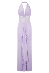 Bonnie Slinky And Lace Maxi Dress - Lilac