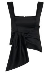 Bryony Satin Structured Sleeveless Top - Black
