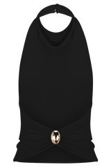 Calandra Slinky Halter Top With Hardware - Black