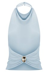 Calandra Slinky Halter Top With Hardware - Pale Blue