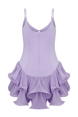 Calantha Ruffle Mesh Mini Dress - Lilac
