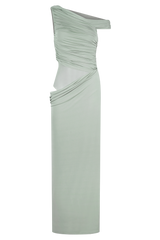 Callen One Shoulder Slinky Maxi Dress - Sage