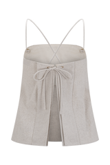 Casey Linen Corded Embroidered Linen Top - Natural