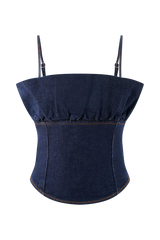 Cecilia Denim Frill Corset - Indigo Blue