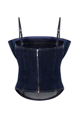 Cecilia Denim Frill Corset - Indigo Blue