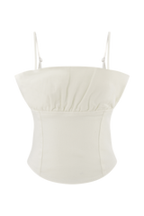 Cecilia Denim Frill Corset - White