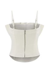 Cecilia Denim Frill Corset - White