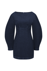 Cosmala Denim Long Sleeve Mini Dress - Indigo Blue