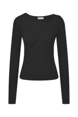 Culver Draped Twist Knit Top - Black